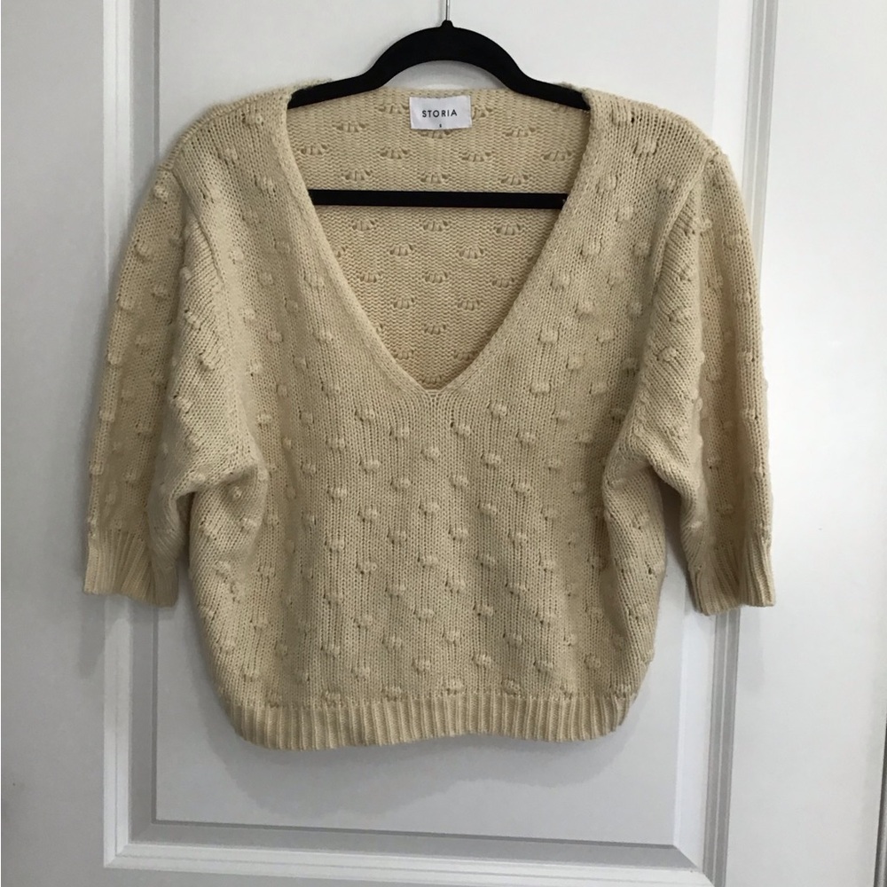 Storia Sweater Women Small Chunky Clams Boho Beigecore